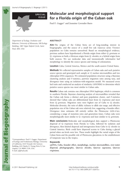 Molecular and Morphological Support for a Florida Origin of the Cuban