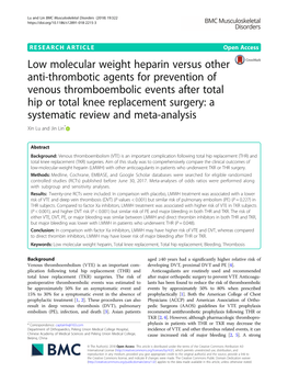 Low Molecular Weight Heparin Versus Other Anti-Thrombotic Agents For