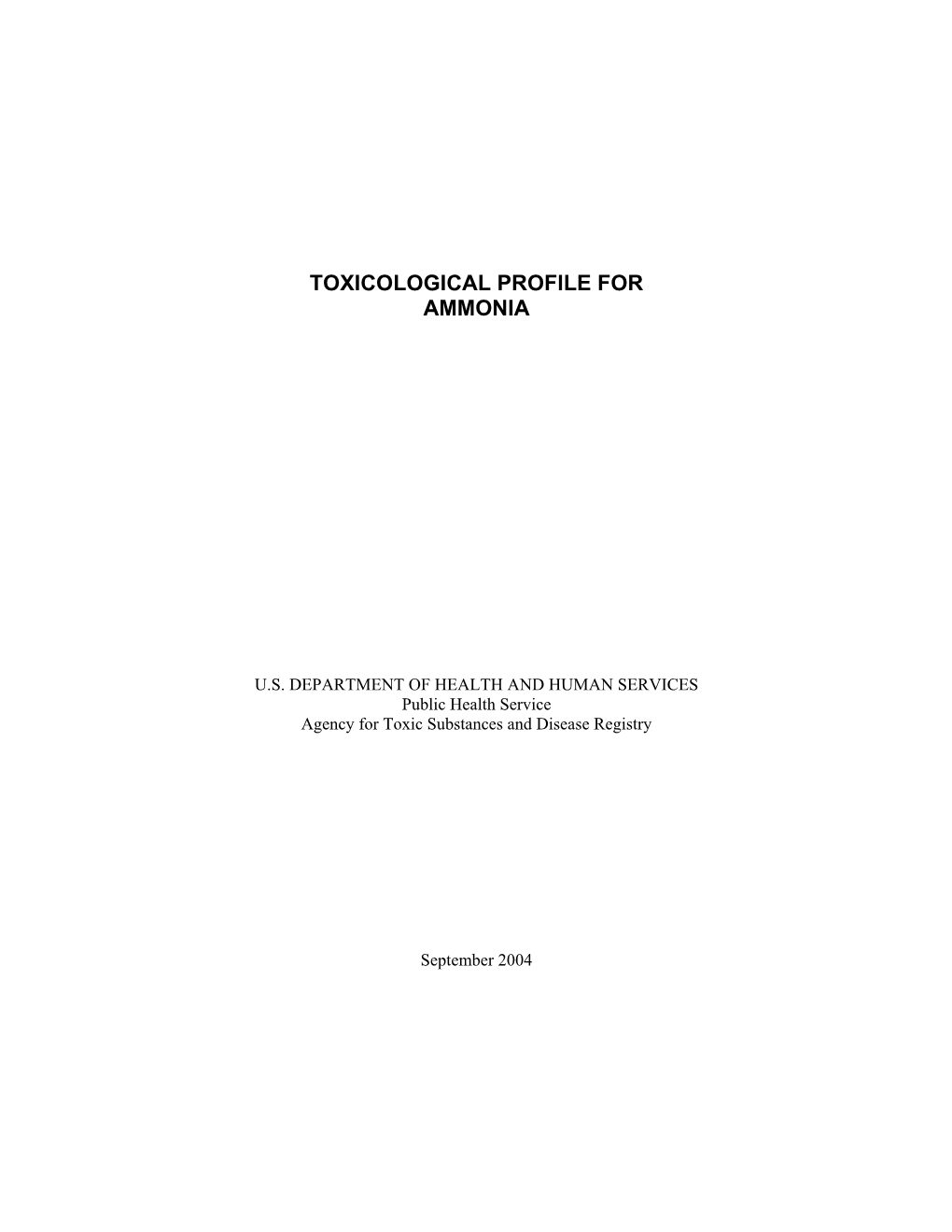 Toxicological Profile for Ammonia