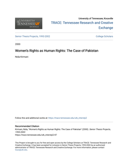 Women's Rights As Human Rights: the Case of Pakistan