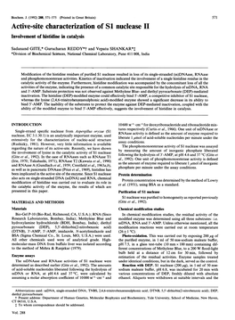 Active-Site Characterization of Si Nuclease II