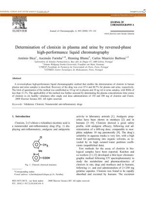 Determination of Clonixin in Plasma and Urine by Reversed-Phase High