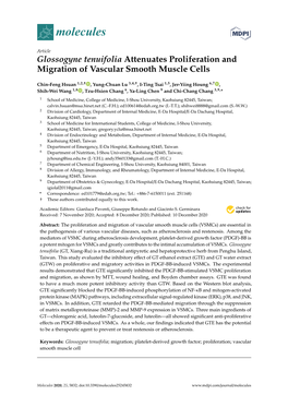 Glossogyne Tenuifolia Attenuates Proliferation and Migration of Vascular Smooth Muscle Cells