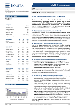 Target: € 16.8(Prev. 16.0) | Risk: High AVIO | Company Update