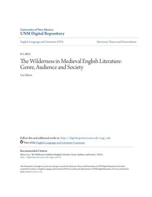 The Wilderness in Medieval English Literature: Genre, Audience and Society