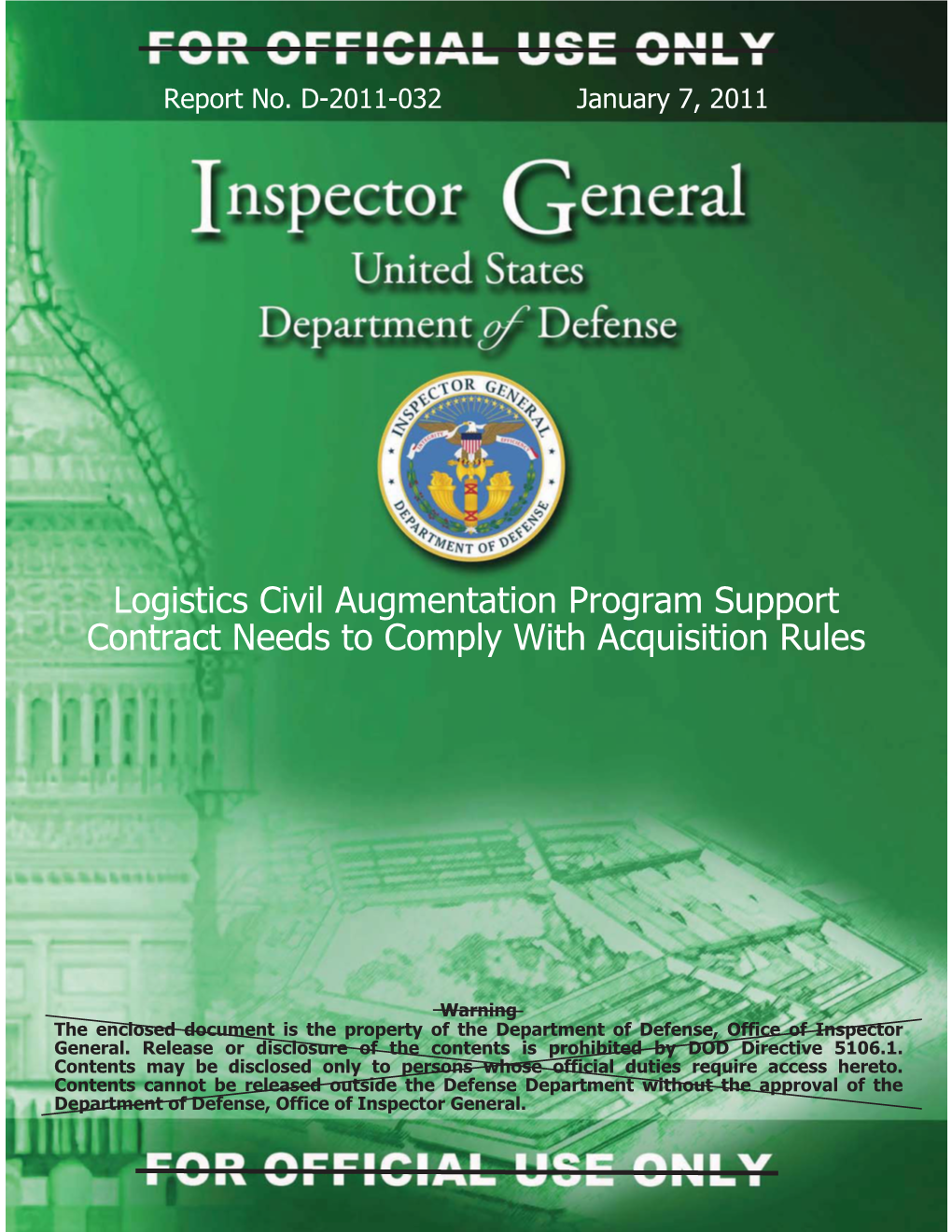 Logistics Civil Augmentation Program Support Contract Needs to Comply with Acquisition Rules