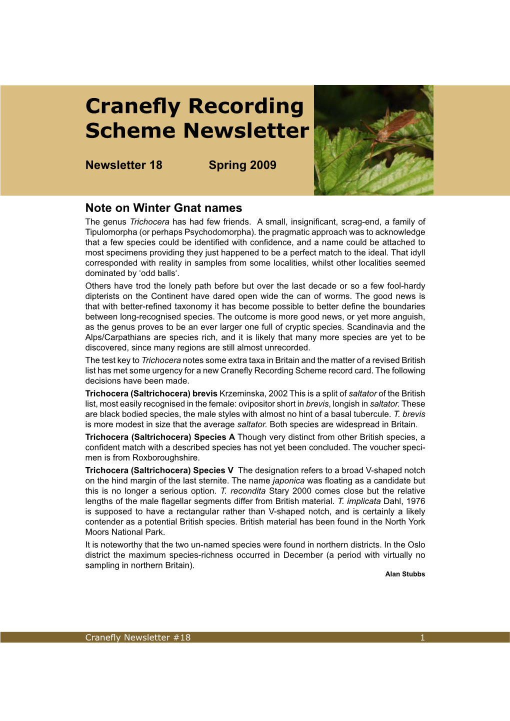 Cranefly Recording Scheme Newsletter 18