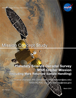 Planetary Science Decadal Survey: MSR Orbiter Mission