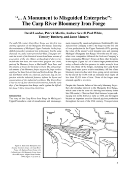 The Carp River Bloomery Iron Forge