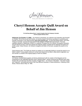 Cheryl Henson Accepts Quill Award on Behalf of Jim Henson