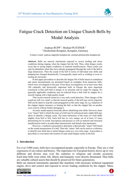 Fatigue Crack Detection on Unique Church Bells by Modal Analysis