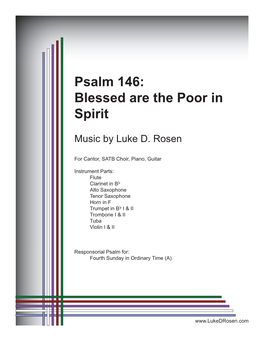 Psalm 146: Blessed Are the Poor in Spirit