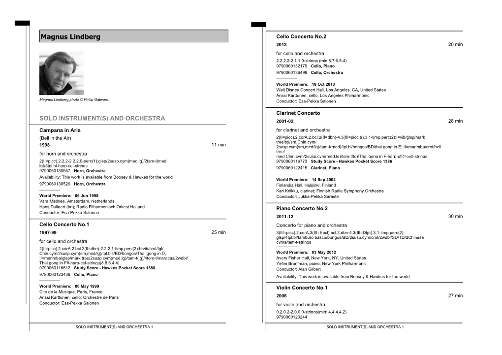 Solo Instrument(S) and Orchestra