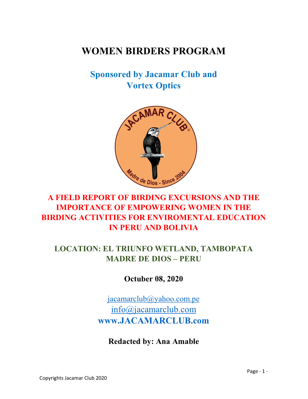 Women Birders Program