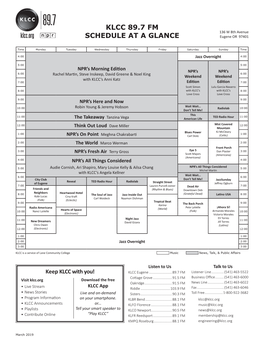 Klcc 89.7 Fm Schedule at a Glance