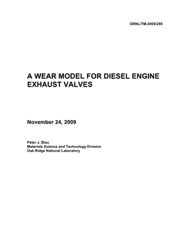 A Wear Model for Diesel Engine Exhaust Valves