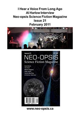 I Hear a Voice from Long Ago Al Harlow Interview Neo-Opsis Science Fiction Magazine Issue 21 February 2011