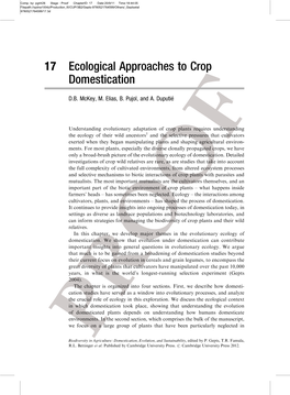 17 Ecological Approaches to Crop Domestication