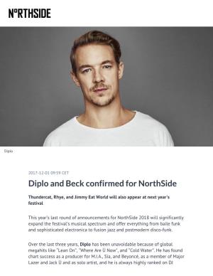 ​Diplo and Beck Confirmed for Northside