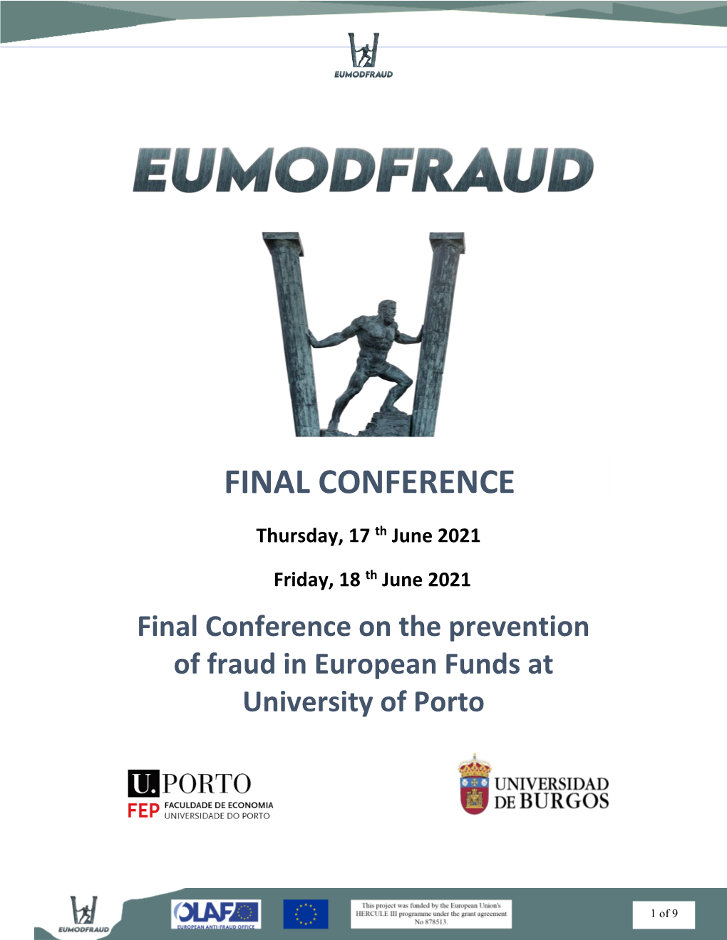 Final Conference on the Prevention of Fraud in European Funds at University of Porto