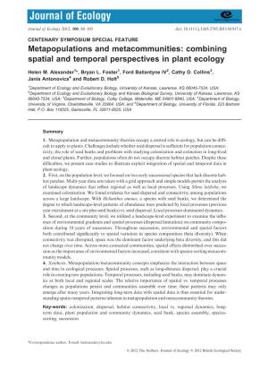 Metapopulations and Metacommunities: Combining Spatial and Temporal Perspectives in Plant Ecology