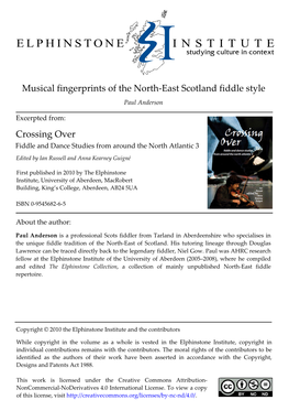 Musical Fingerprints of the North-East Scotland Fiddle Style Crossing Over