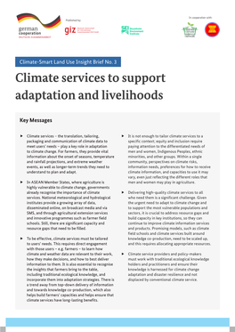 Climate Services to Support Adaptation and Livelihoods