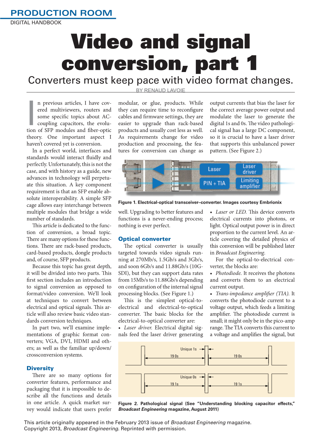 Video and Signal Conversion, Part 1 Converters Must Keep Pace with Video Format Changes