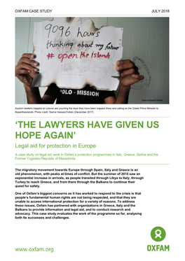 'The Lawyers Have Given Us Hope Again': Legal Aid for Protection In