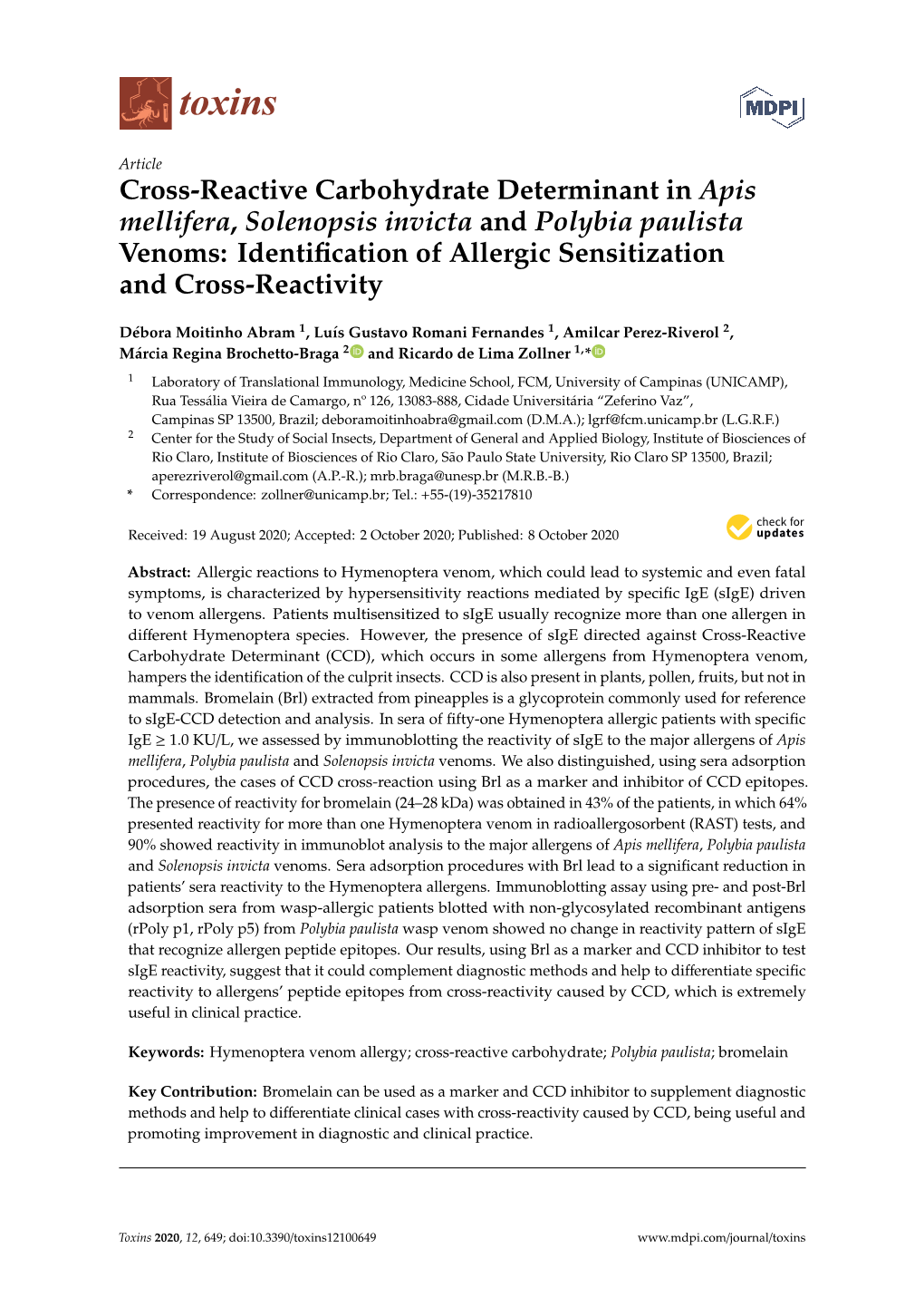 Cross-Reactive Carbohydrate Determinant in Apis