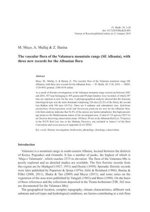 M. Meço, A. Mullaj & Z. Barina the Vascular Flora of The