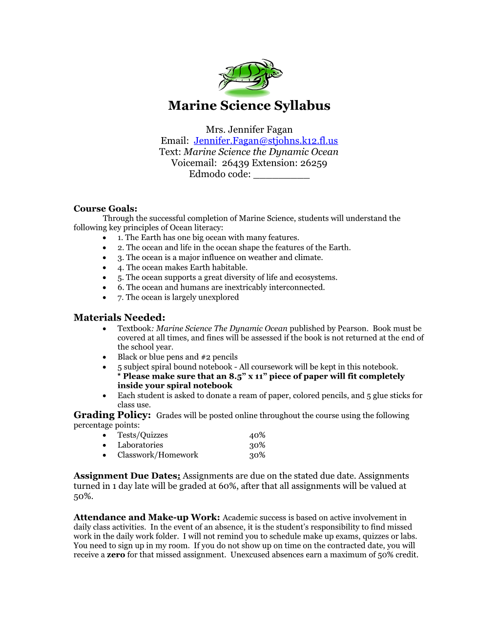 Marine Science Syllabus s1