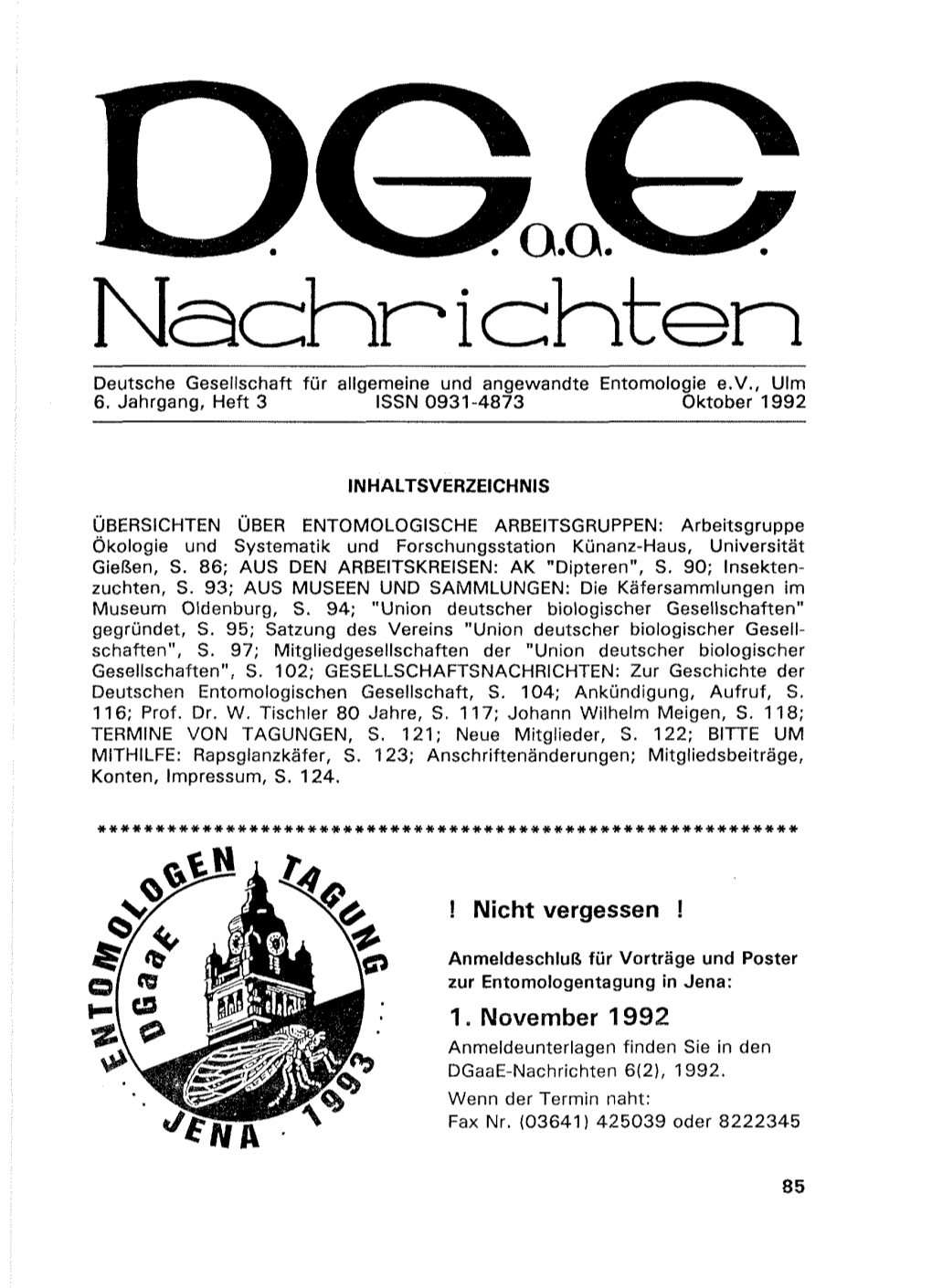 Nicht Vergessen 1. November 1992