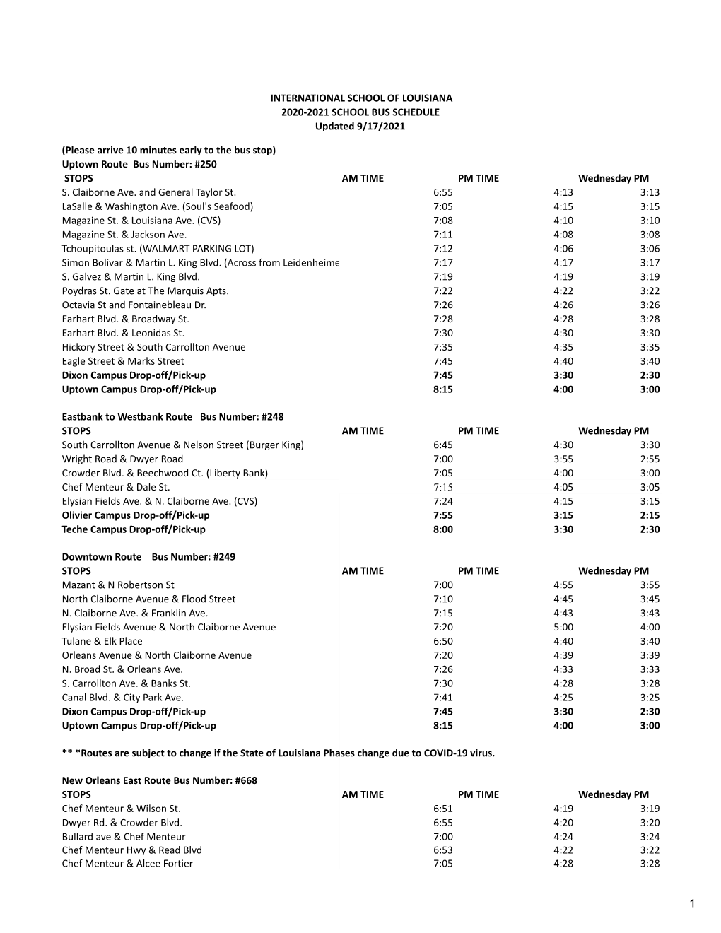 Bus Stops & Times