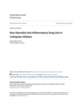 Non-Steroidal Anti-Inflammatory Drug Use in Collegiate Athletes