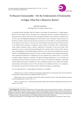 To Reason Unreasonably—On the Undercurrent of Irrationality in Edgar Allan Poe’S Detective Stories*