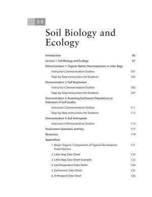 Unit 2.3, Soil Biology and Ecology