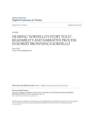 Readability and Narrative Process in Robert Browning's Sordello