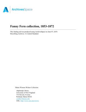 Fanny Fern Collection, 1853-1872
