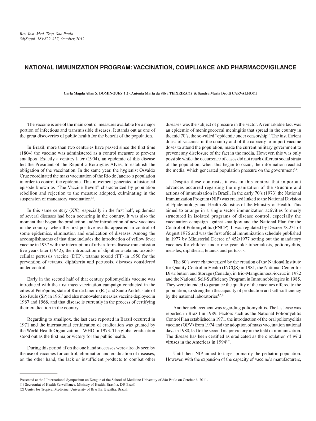 National Immunization Program: Vaccination, Compliance and Pharmacovigilance