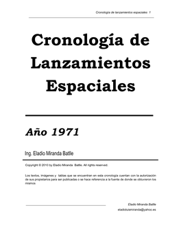 Cronología De Lanzamientos Espaciales 1