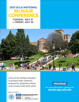 Mcnair Research Scholars Program and UCLA Academic Advancement Program, Welcome to the 2021 UCLA Virtual National Mcnair Conference
