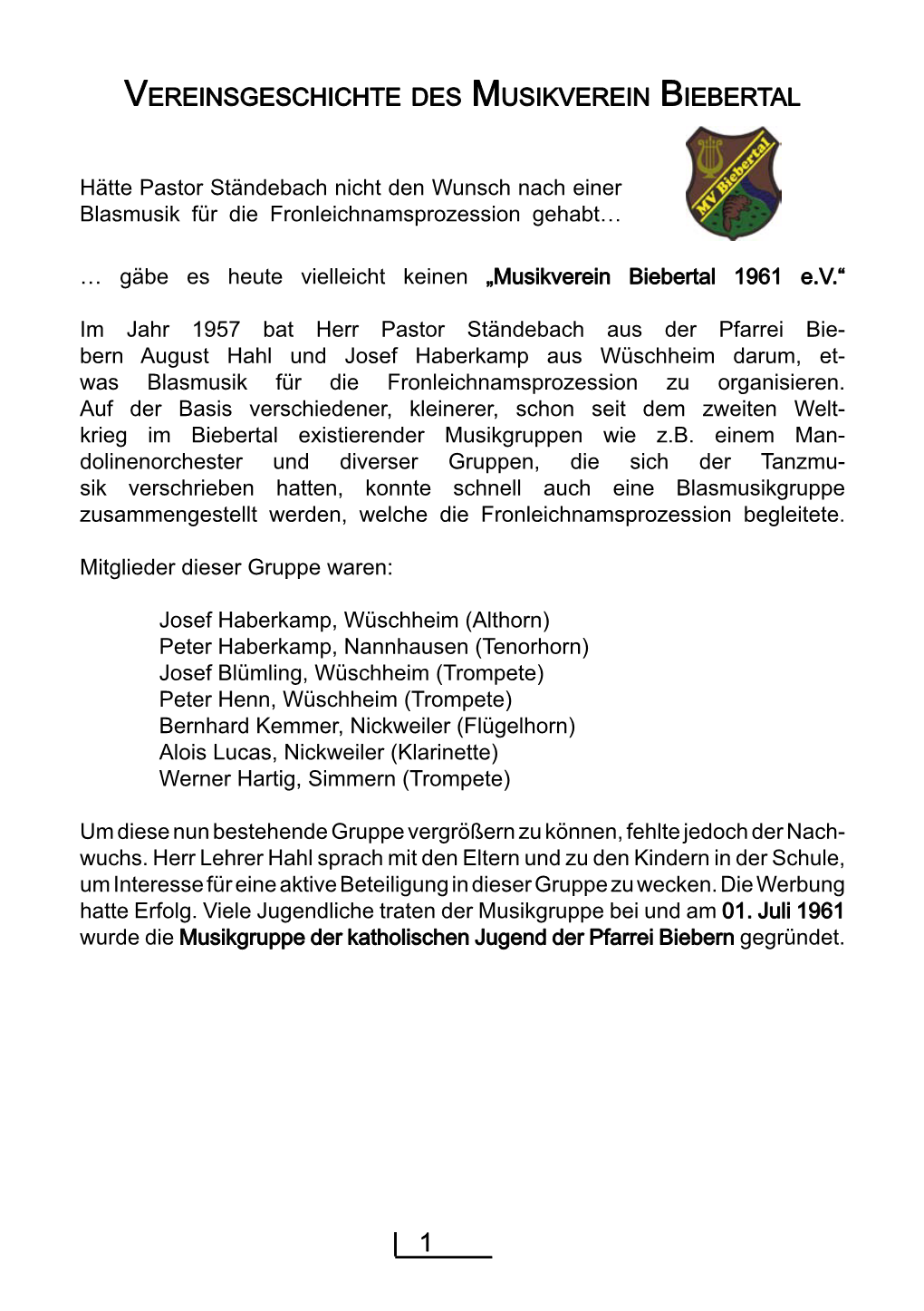 Festzeitschrift Musikverein Biebertal