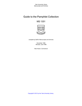 Guide to the Pamphlet Collection