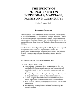 The Effects of Pornography on Individuals, Marriage, Family and Community