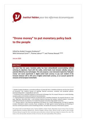 Drone Money” to Put Monetary Policy Back to the People
