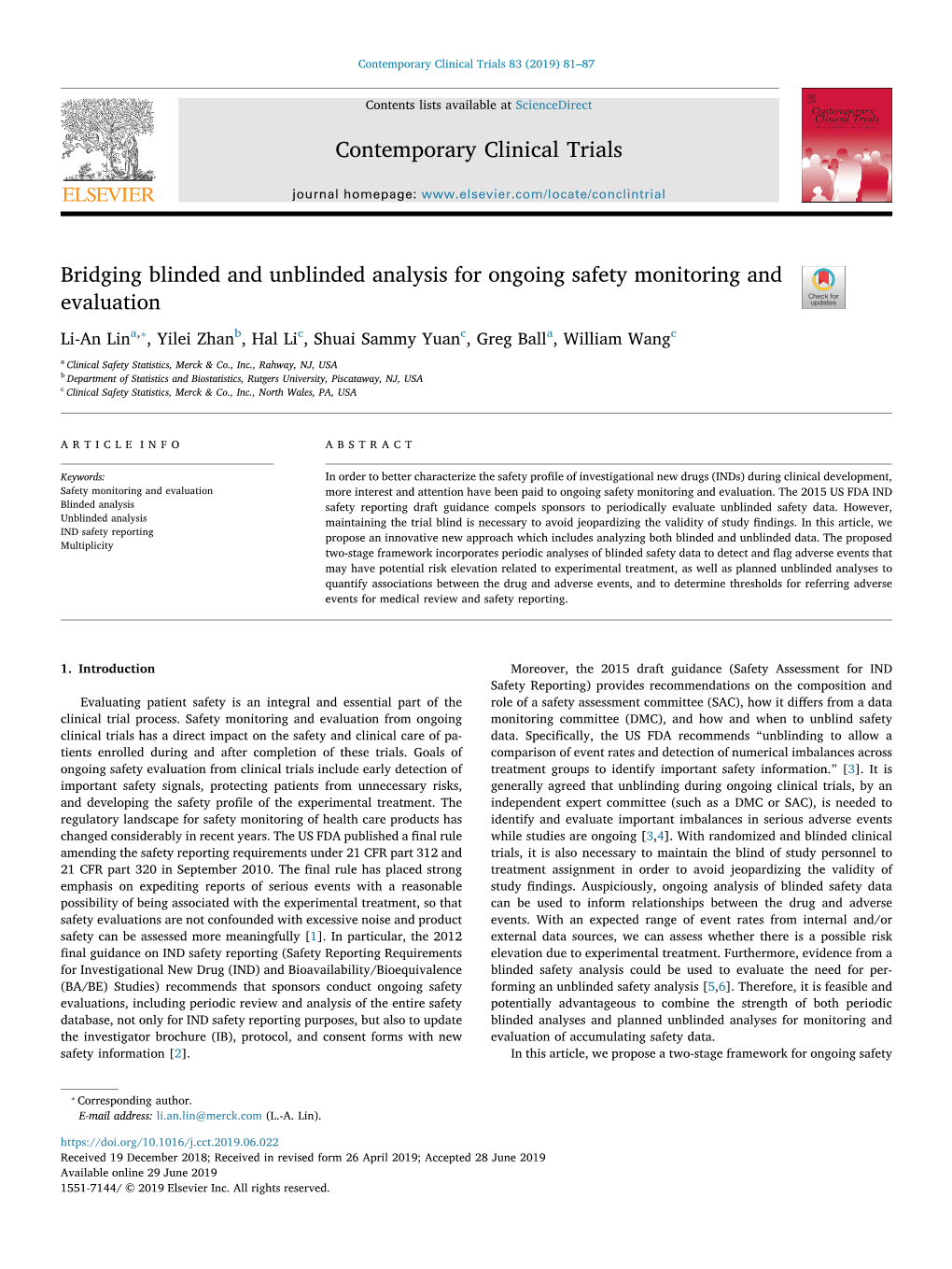 Bridging Blinded and Unblinded Analysis for Ongoing Safety