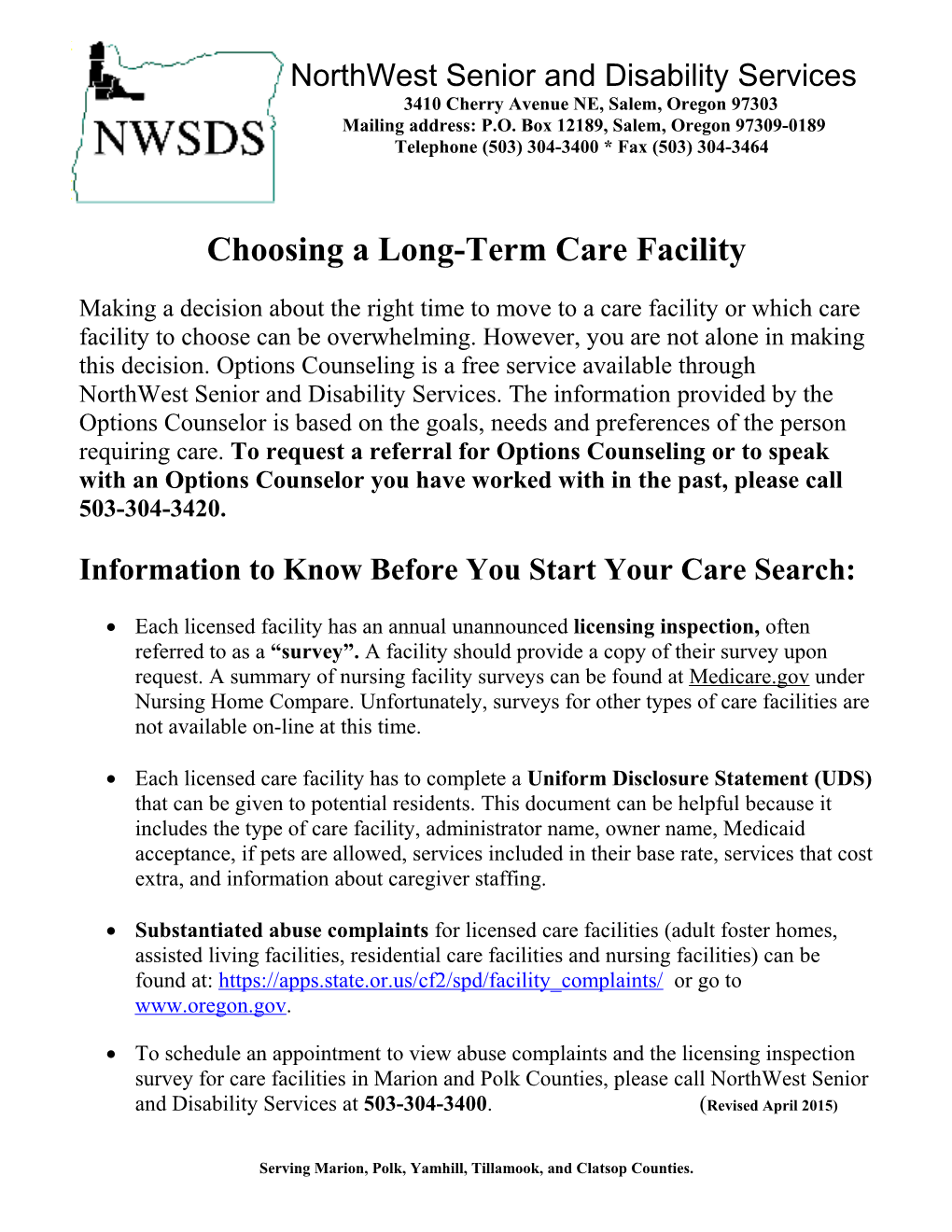 Long-Term Care Options Handout Part 1 Sept 2012 s1