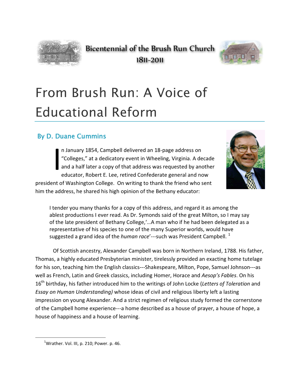 From Brush Run: a Voice of Educational Reform