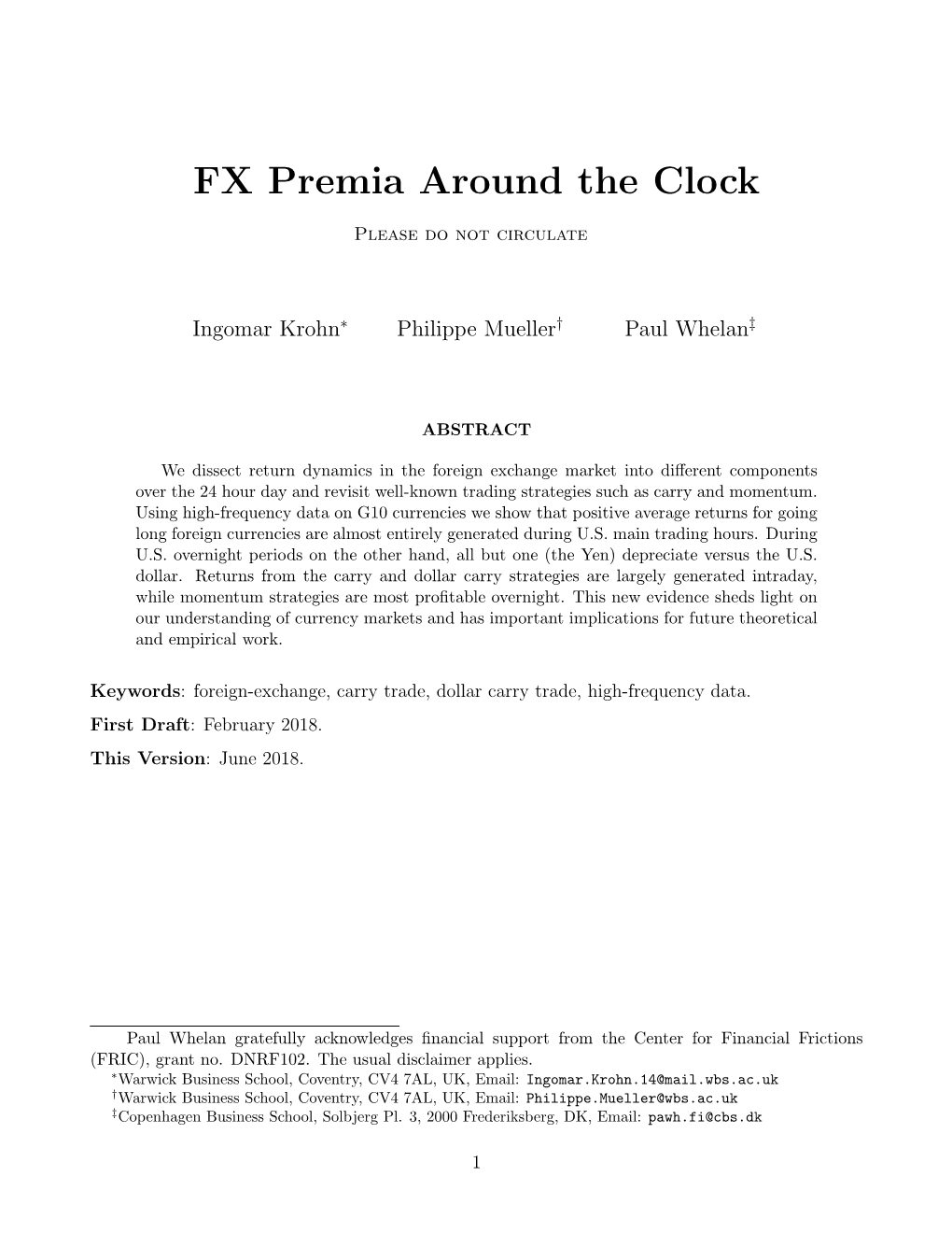 FX Premia Around the Clock